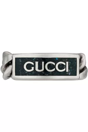 Gucci Men Chain rings - Logo plaque chain ring - Silver