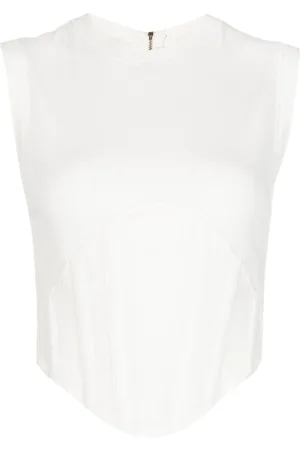 DION LEE Fine-ribbed corset tank top