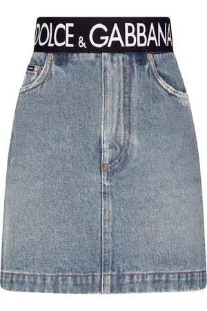 Dolce & Gabbana Logo-waistband denim miniskirt