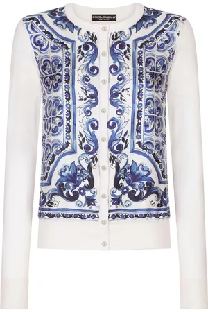 Dolce & Gabbana Women Cardigans - Majolica silk-panelled cardigan - White