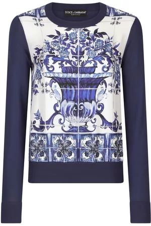 Dolce & Gabbana Women Tops - Majolica-print knitted top - Blue
