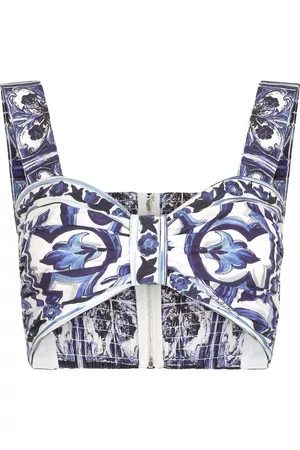 Dolce & Gabbana Women Crop Tops - Majolica-print cropped top - Blue