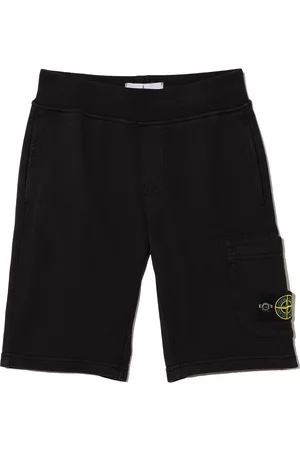 Stone Island Compass-logo cotton track shorts - Black