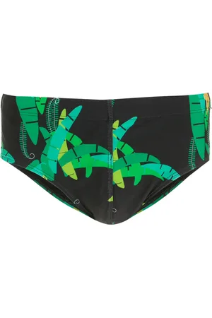 AMIR SLAMA Leaf-print swimming trunks