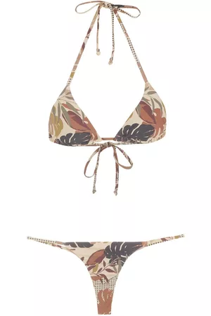 AMIR SLAMA Women Bikinis - Palm leaf print bikini - Neutrals