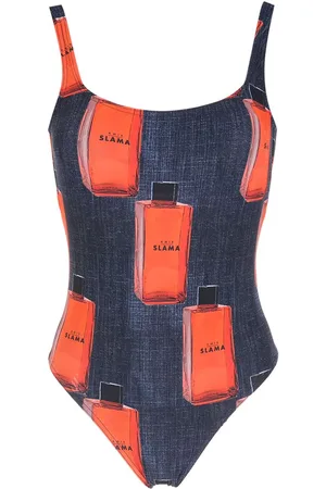 AMIR SLAMA Graphic logo-print swimsuit
