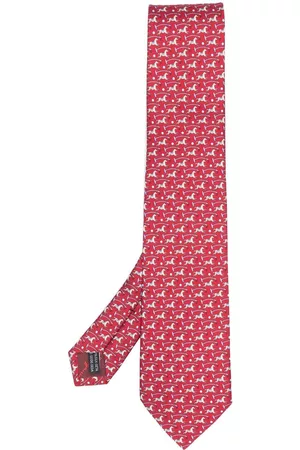 Salvatore Ferragamo Horse-print silk tie - Red