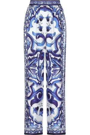 Dolce & Gabbana Majolica-print silk straight-leg trousers