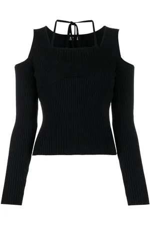 VERSACE Open-shoulder ribbed jumper