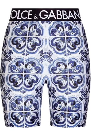 Dolce & Gabbana Women Shorts - Majolica-print cycling shorts - Blue