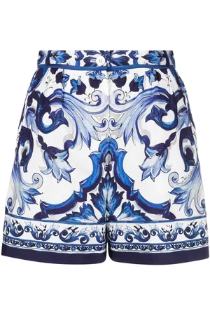 Dolce & Gabbana Women Shorts - Majolica-print cotton shorts - Blue