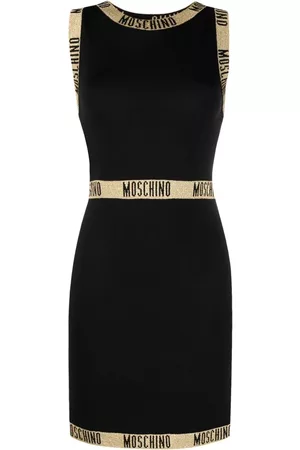 Moschino Logo-trim knitted shift dress - Black