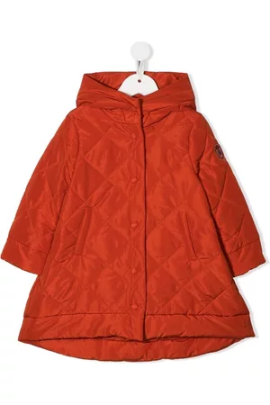 MONNALISA Puffer Jackets - Quilted hooded coat - Orange