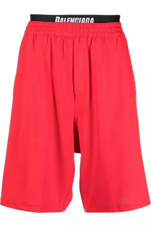 Balenciaga Technical-mesh jersey swim shorts - Red