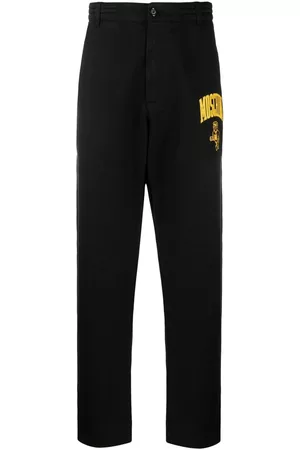 Moschino Men Straight Leg Pants - Logo-print straight-leg trousers - Black
