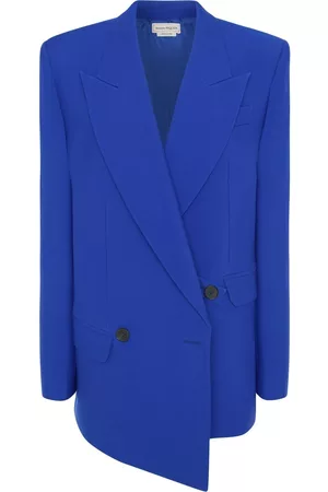 Alexander McQueen Asymmetric double-breasted blazer - Blue