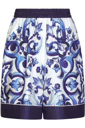 Dolce & Gabbana Women Shorts - Majolica-print silk shorts - Blue