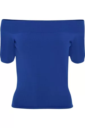Alexander McQueen Off-shoulder shirt - Blue
