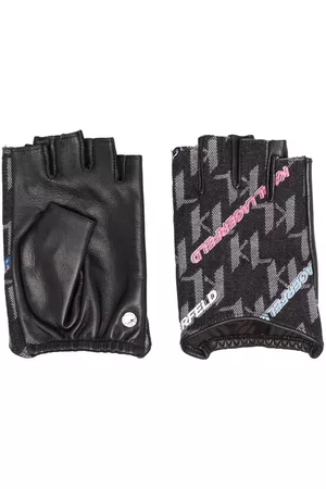 Karl Lagerfeld K/Monogram panelled gloves - Black