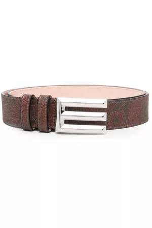 Etro Logo-buckle paisley-print belt - Brown