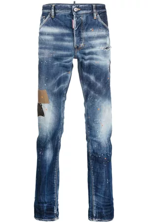 Dsquared2 Men Slim Jeans - Paint splatter slim-cut jeans - 470 BLUE