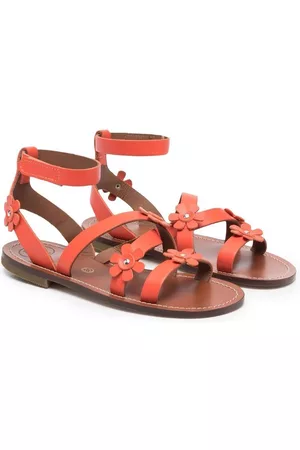 PèPè Sandals - Rouge floral appliqué sandals - Orange