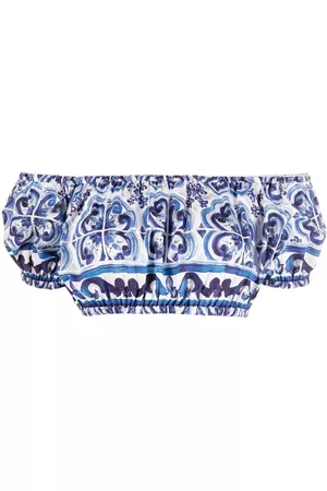 Dolce & Gabbana Women Crop Tops - Majolica-print crop top - Blue