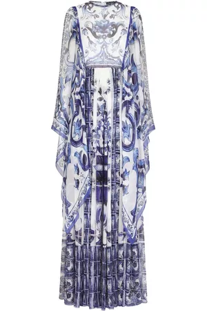 Dolce & Gabbana Women Printed Dresses - Majolica-print floor length dress - Blue