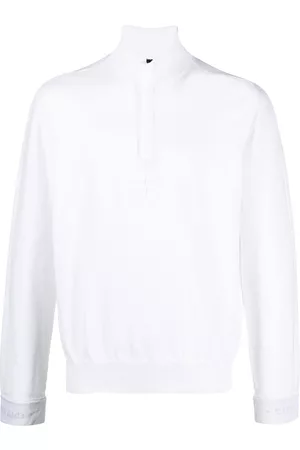 Stone Island Compass-embroidered zip-up jumper - White