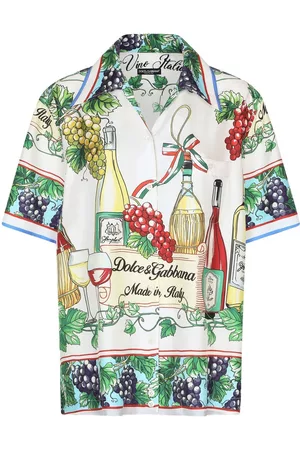 Dolce & Gabbana Graphic-print silk-twill shirt - White
