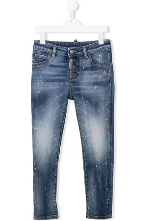 Dsquared2 Paint-splatter slim-cut jeans - Blue