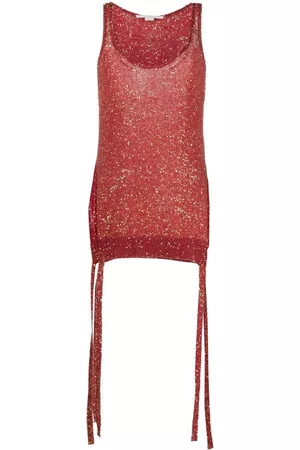 Stella McCartney Women Tank Tops - Sequin-embellished knit tank top - Red