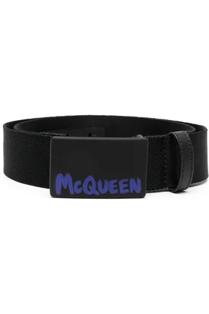 Alexander McQueen Men Belts - Logo-print buckle belt - Black