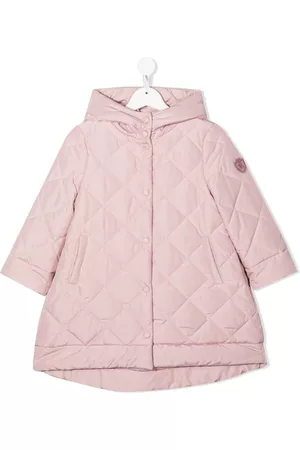 MONNALISA Puffer Jackets - Hooded single-breasted coat - Pink