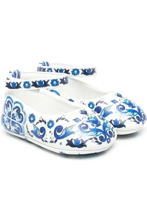 Dolce & Gabbana Majolica-print leather ballerina-shoes