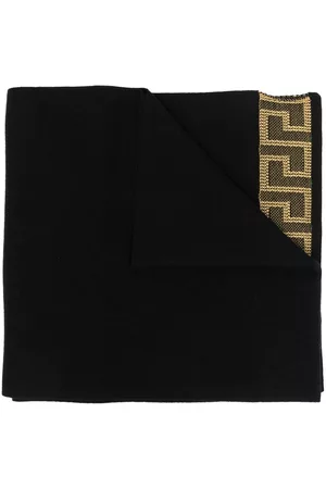 VERSACE Winter Scarves - La Greca cotton-cashmere scarf - Black