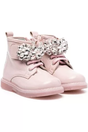 MONNALISA Ankle Boots - Crystal-embellished ankle boots - Pink