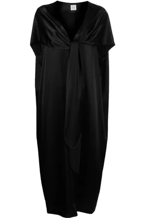 Totême Women Evening Dresses - Knot-detail cape dress - Black