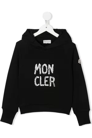 Moncler Girls Hoodies - Logo printed hoodie - Black