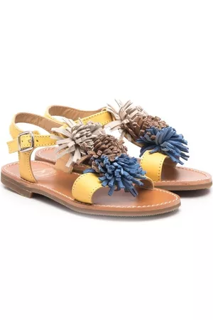 GALLUCCI Floral-detail open toe sandals - Yellow
