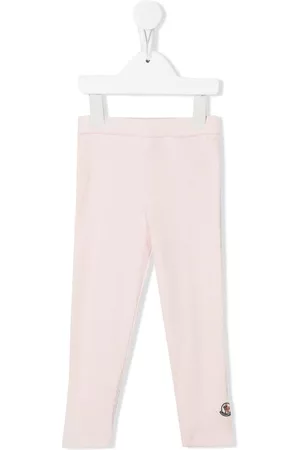 Moncler Leggings - Ribbed-knit logo-patch leggings - Pink