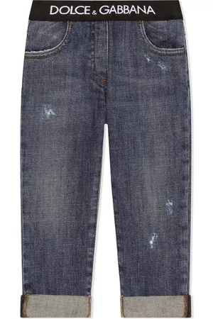 Dolce & Gabbana Logo-waistband straight-leg jeans - Blue