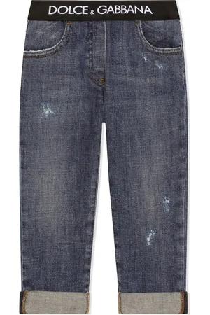 Dolce & Gabbana Logo-waistband turn-up jeans