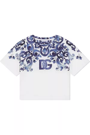 Dolce & Gabbana Majolica-print logo T-shirt - Blue