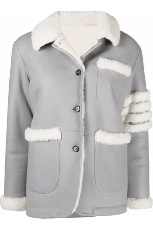 Thom Browne 4-Bar stripe shearling jacket