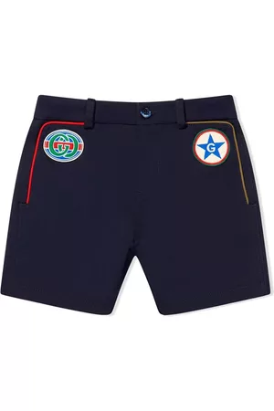 Gucci Boys Shorts - Logo-patch tailored shorts - Blue