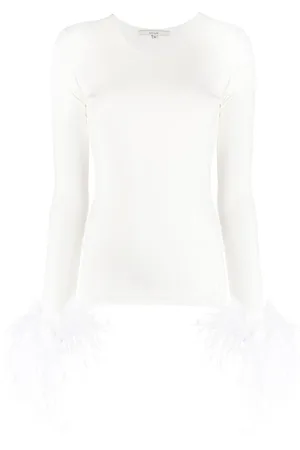 MANURI Elektra feather-trim stretch blouse