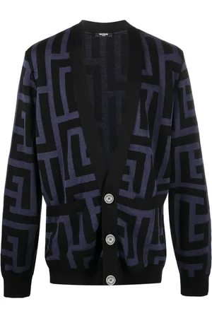 Balmain Monogram-print V-neck cardigan
