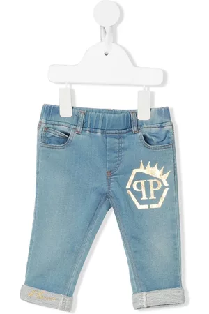 Philipp Plein Slim Jeans - Logo-print slim jeans - Blue