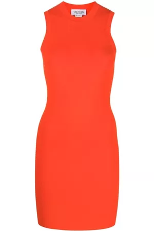 Victoria Beckham Women Knitted Dresses - Rib knitted short dress - Orange
